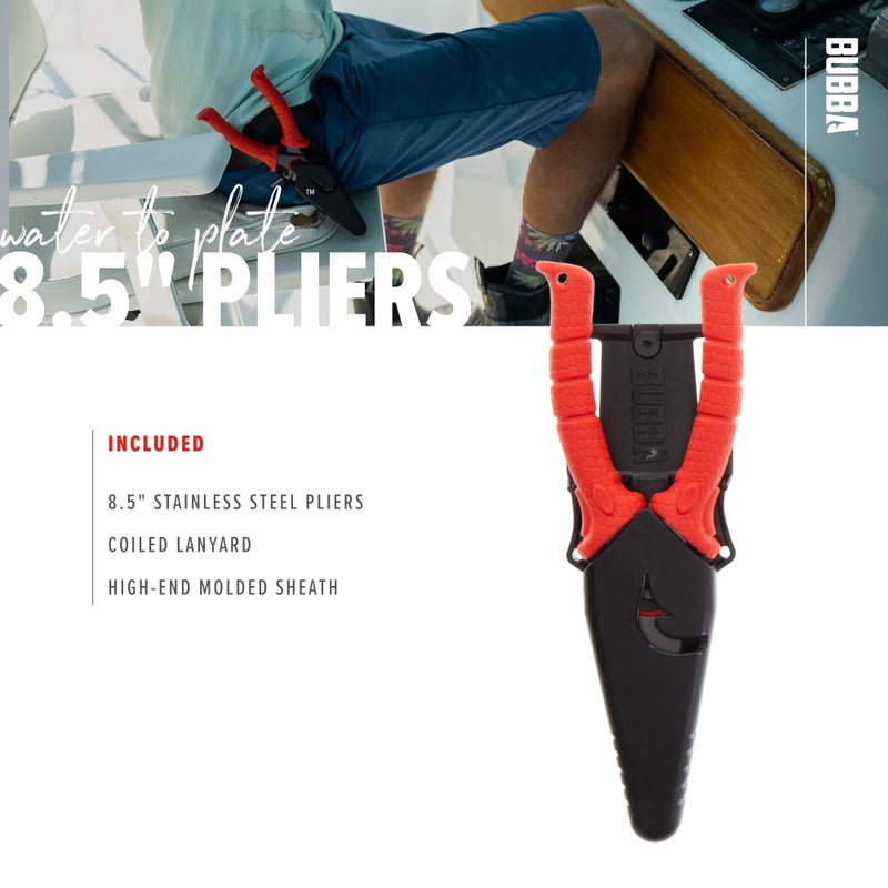 BUBBA 8.5" Stainless Steel Pliers with Non-Slip Handle, Spring Loaded with Crimping Tools and Anvil Cutters Lanyard Hole and Sheath - Image 5